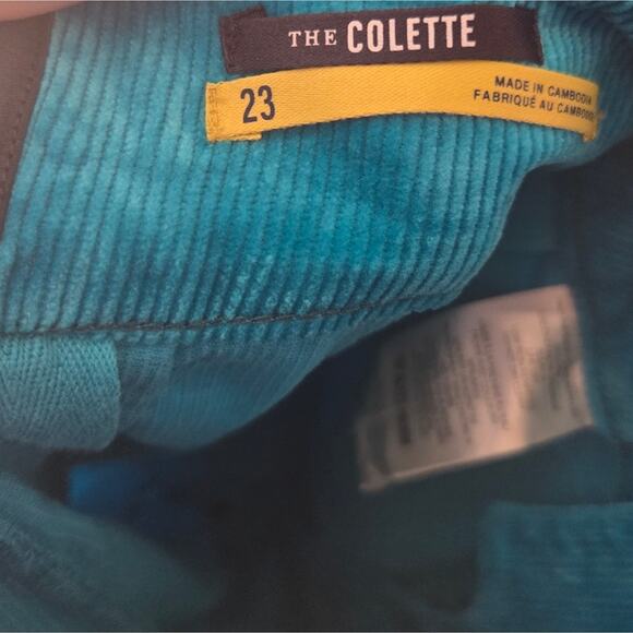 AnthropologieThe Colette Crop Wide Leg Corduroy Pants Jeans Turquoise Sz 23 - Picture 9 of 9